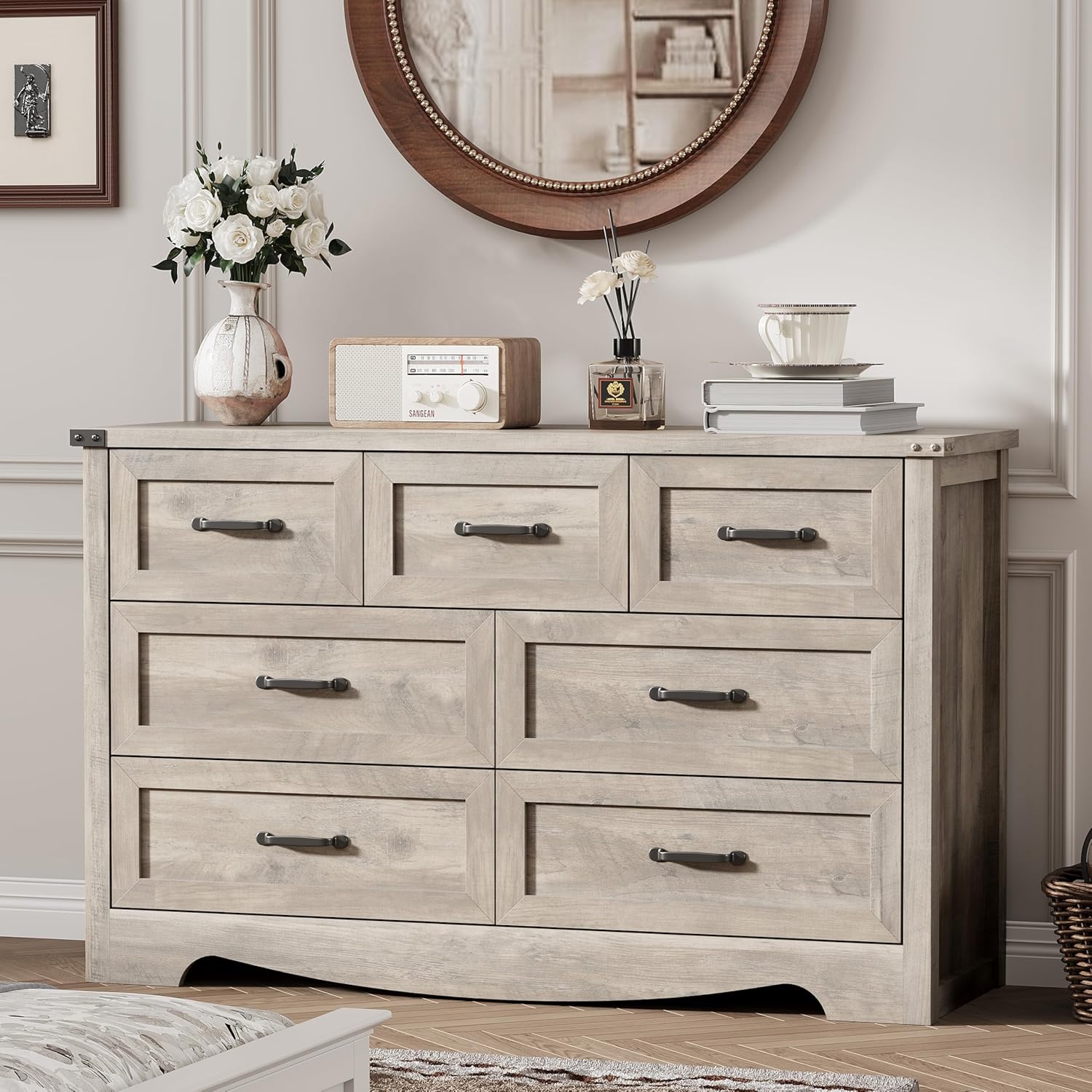 FANRAL 6 Drawers Dresser for Bedroom,Modern en Chest of Drawers,Storage Organizer Dresser for Closet, Dresser