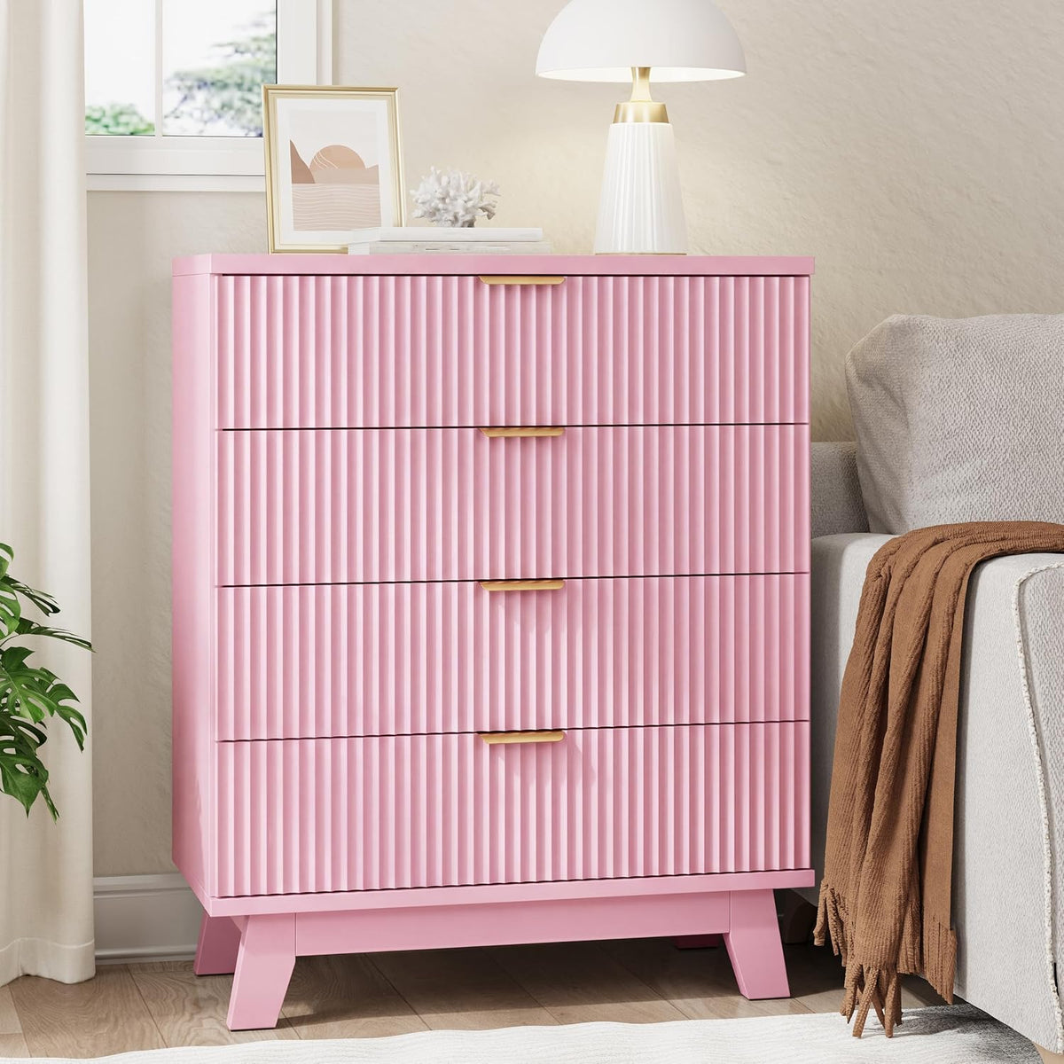 FANRAL 6 Drawers Dresser Fluted Dresser for Bedroom,en Chest of Drawers Modern Dresser for Closet, Dresser