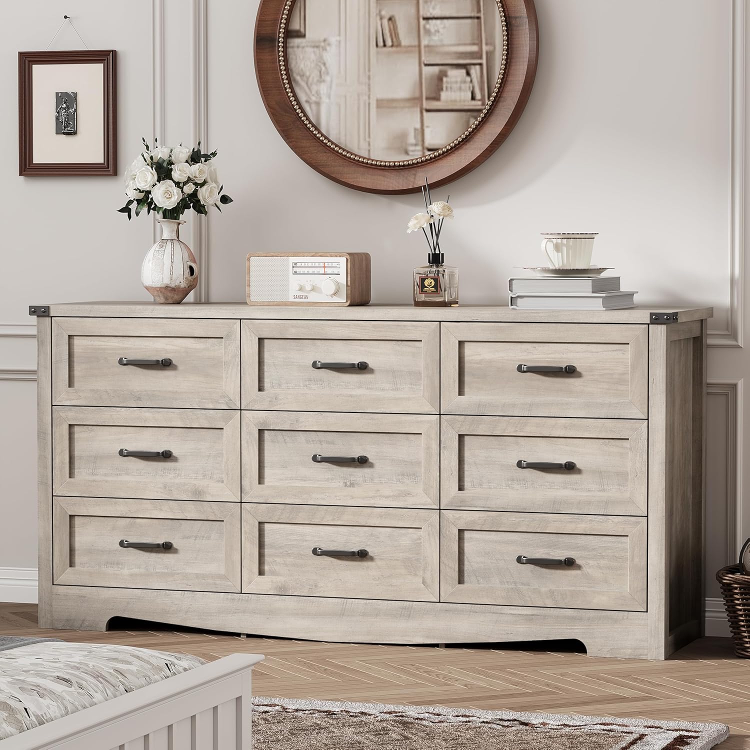 FANRAL 6 Drawers Dresser for Bedroom,Modern en Chest of Drawers,Storage Organizer Dresser for Closet, Dresser