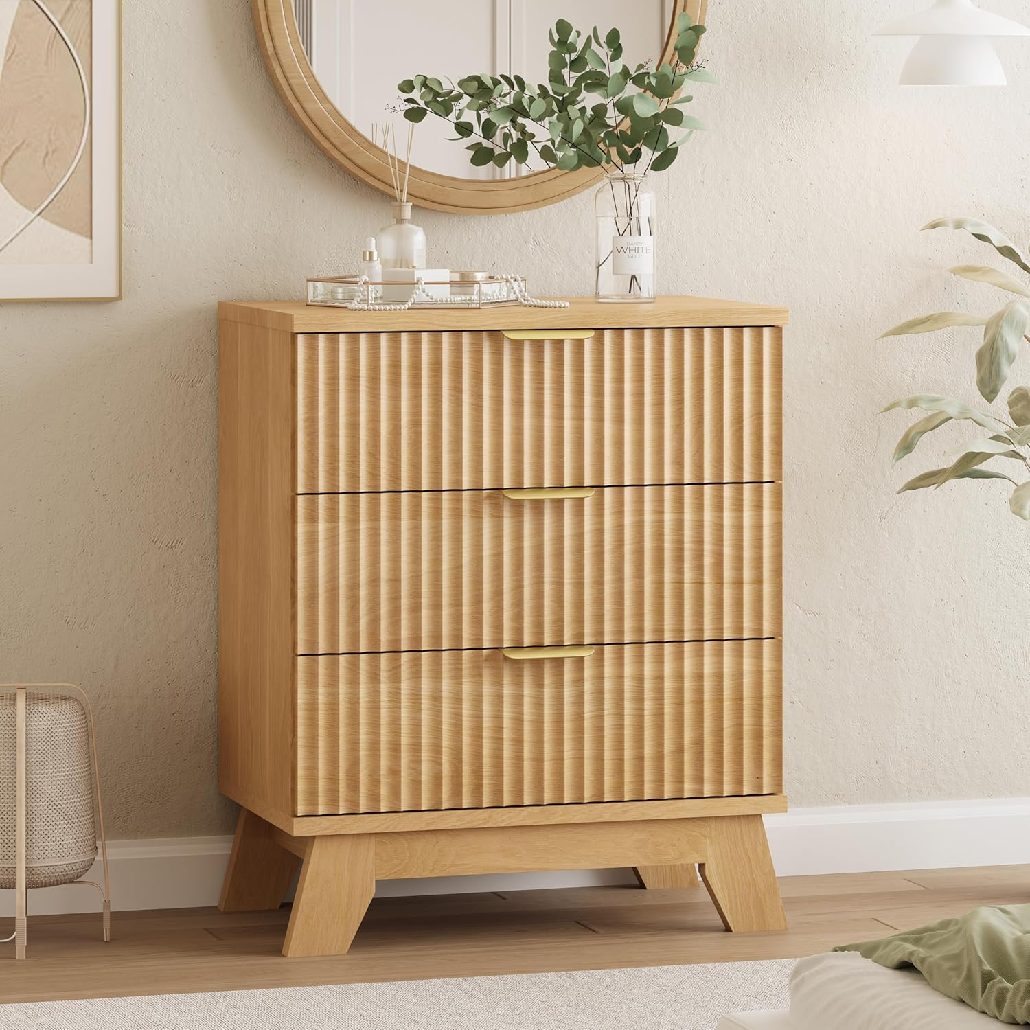 FANRAL 6 Drawers Dresser Fluted Dresser for Bedroom,en Chest of Drawers Modern Dresser for Closet, Dresser