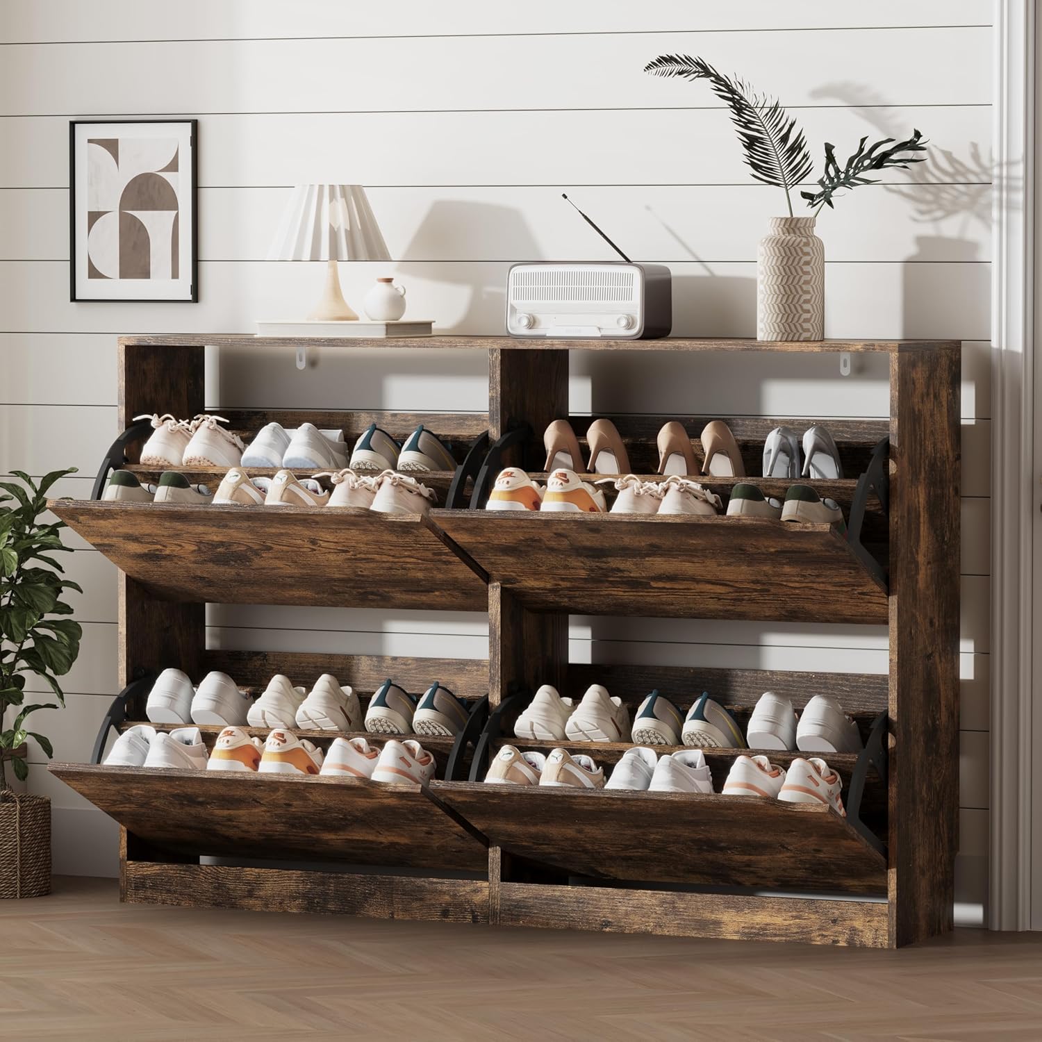 FANRAL Shoe Storage Cabinet for Entryway, Shoe Cabinet Storage with 3 Flip Drawers,Shoe Cabinet for Entryway Slim Space,3 Tier Shoe Cabinet Freestanding Shoe Rack for Entryway,Hallway