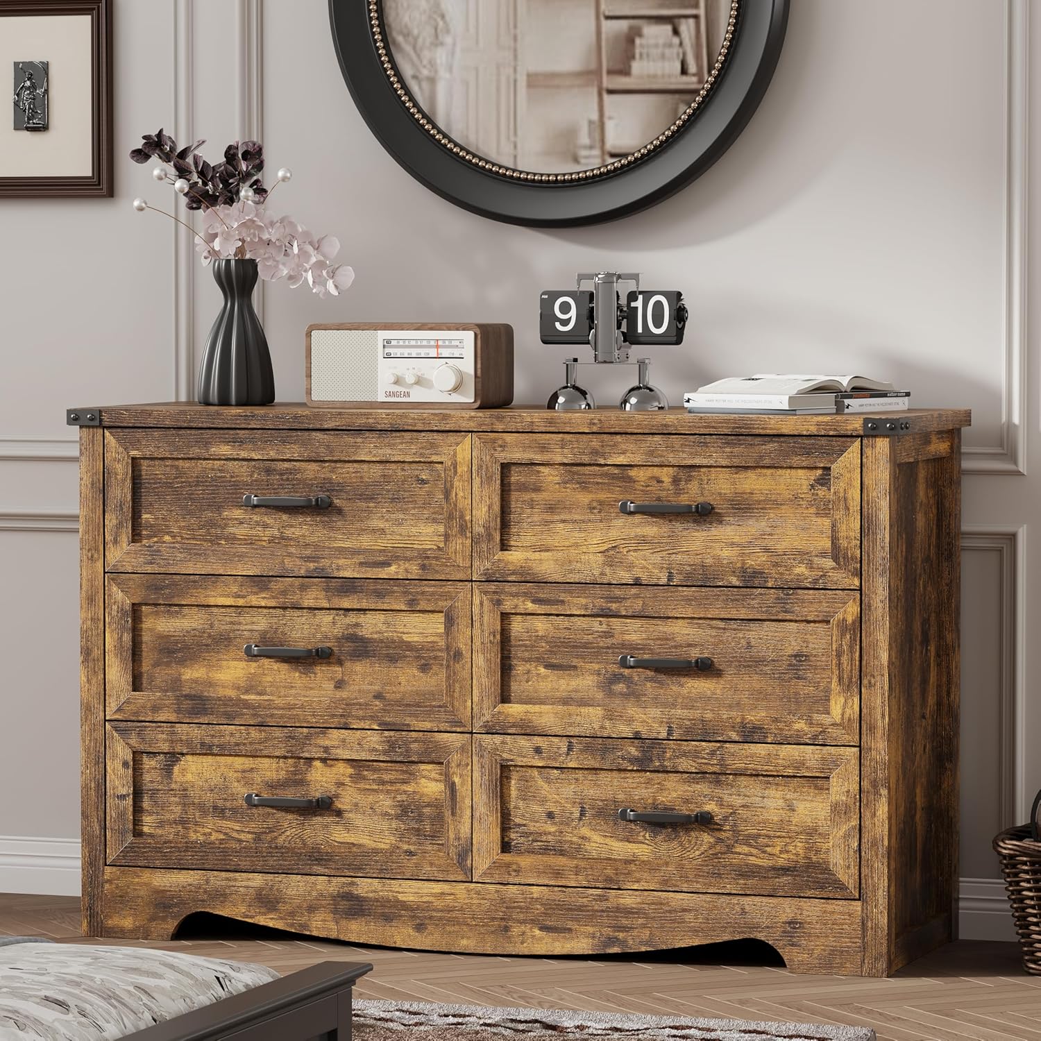 FANRAL 6 Drawers Dresser for Bedroom,Modern en Chest of Drawers,Storage Organizer Dresser for Closet, Dresser