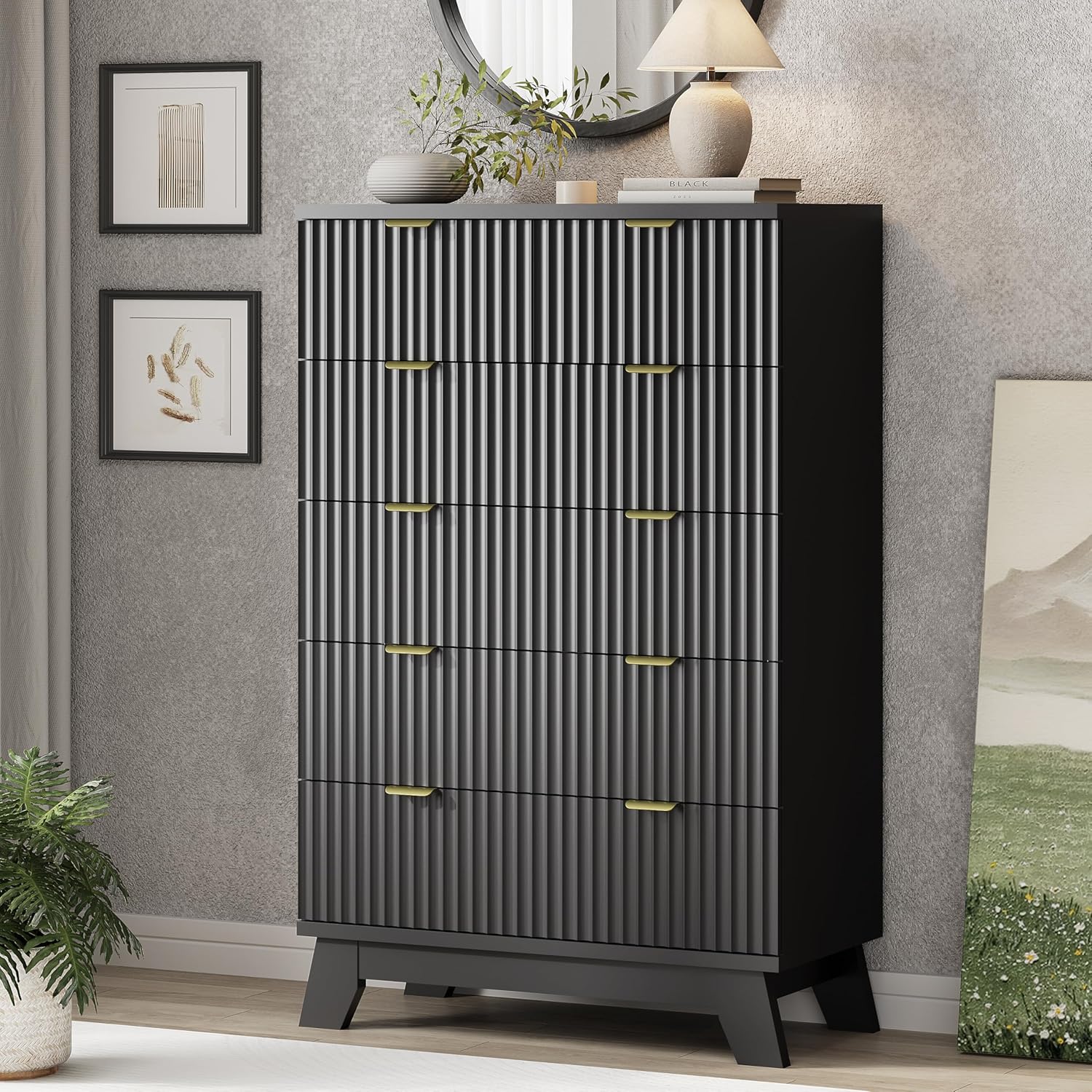 FANRAL 6 Drawers Dresser Fluted Dresser for Bedroom,en Chest of Drawers Modern Dresser for Closet, Dresser