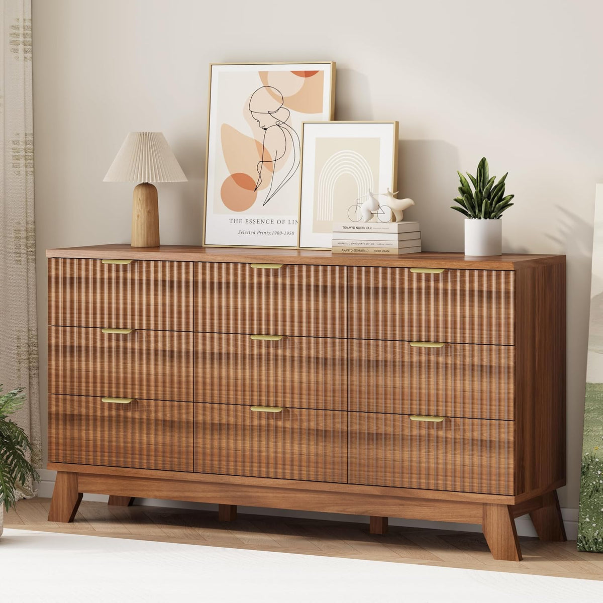 FANRAL 6 Drawers Dresser Fluted Dresser for Bedroom,en Chest of Drawers Modern Dresser for Closet, Dresser