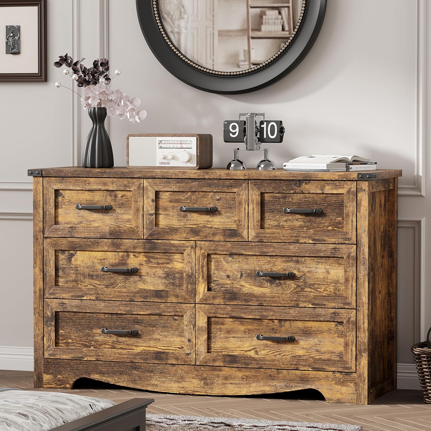FANRAL 6 Drawers Dresser for Bedroom,Modern en Chest of Drawers,Storage Organizer Dresser for Closet, Dresser