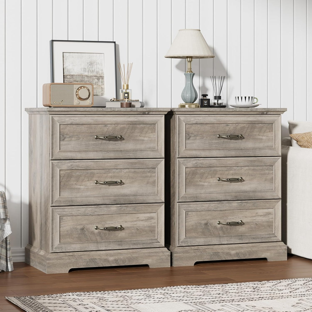 FANRAL 3 Large Drawer Nightstand,29.5" Tall Night Stand,27.5" Wide Side Table, Bedside Table Modern End Table,Small Wide Dresser for Bedroom, Nightstand