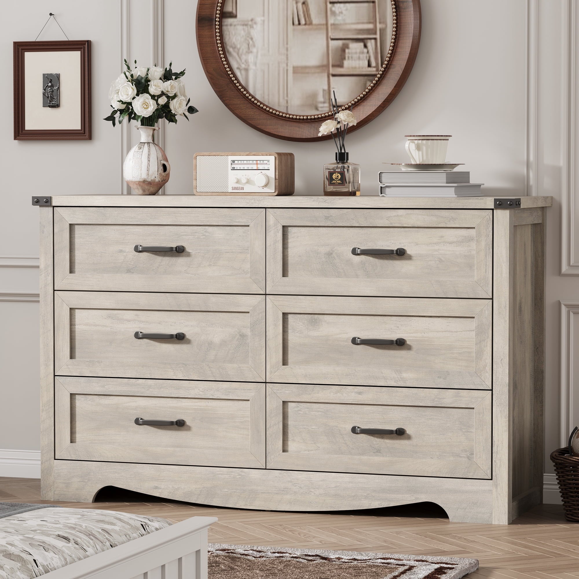 FANRAL 6 Drawers Dresser for Bedroom,Modern en Chest of Drawers,Storage Organizer Dresser for Closet, Dresser