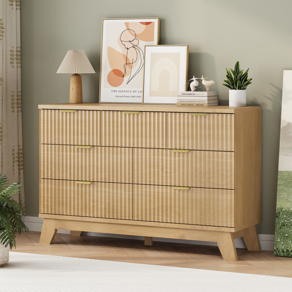 FANRAL 6 Drawers Dresser Fluted Dresser for Bedroom,en Chest of Drawers Modern Dresser for Closet, Dresser