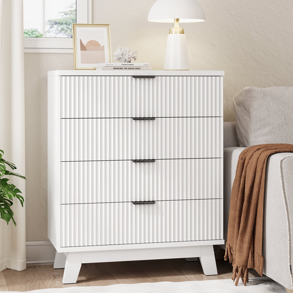 FANRAL 6 Drawers Dresser Fluted Dresser for Bedroom,en Chest of Drawers Modern Dresser for Closet, Dresser