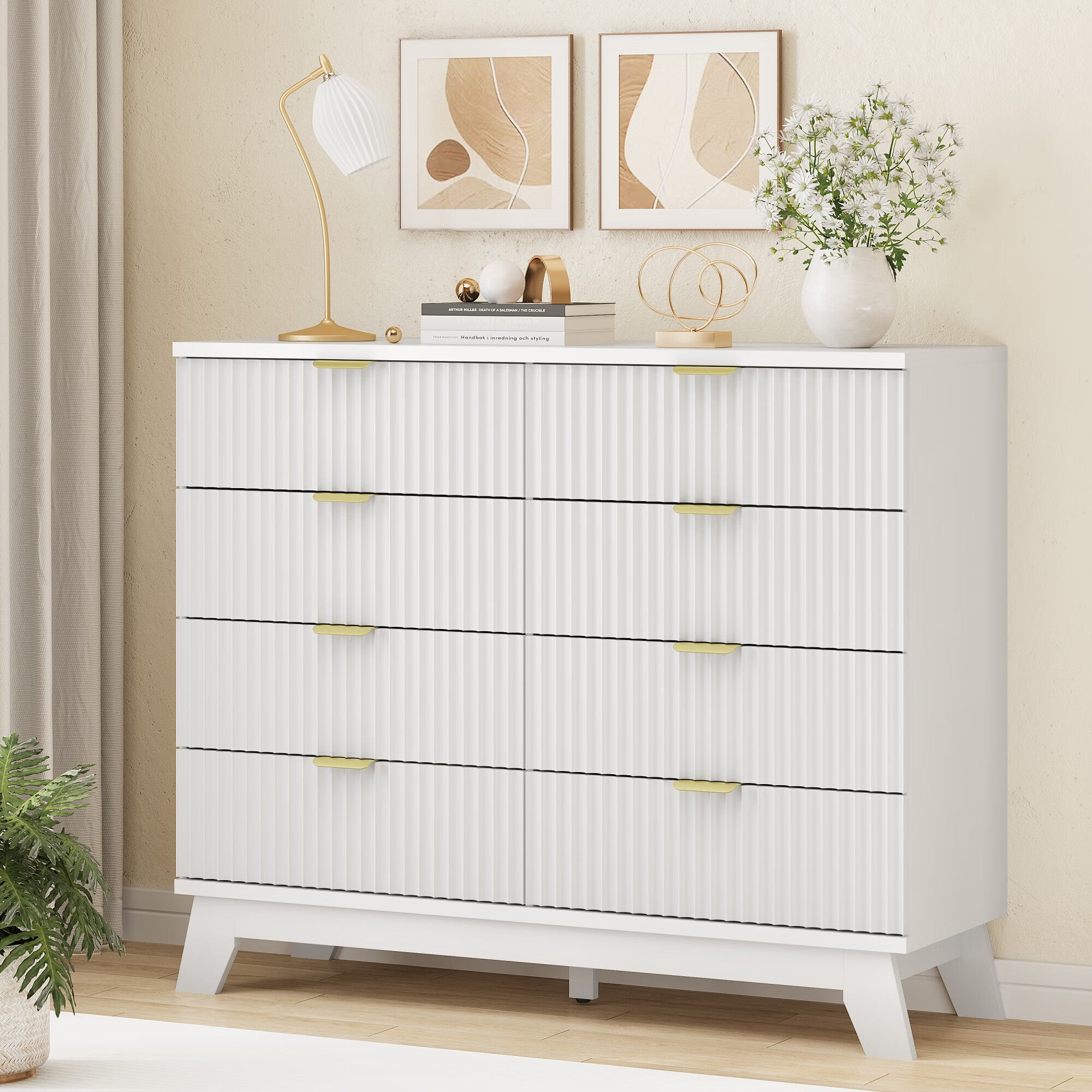FANRAL 6 Drawers Dresser Fluted Dresser for Bedroom,en Chest of Drawers Modern Dresser for Closet, Dresser
