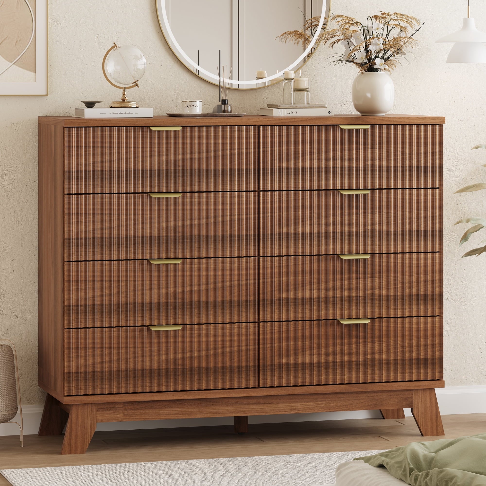FANRAL 6 Drawers Dresser Fluted Dresser for Bedroom,en Chest of Drawers Modern Dresser for Closet, Dresser