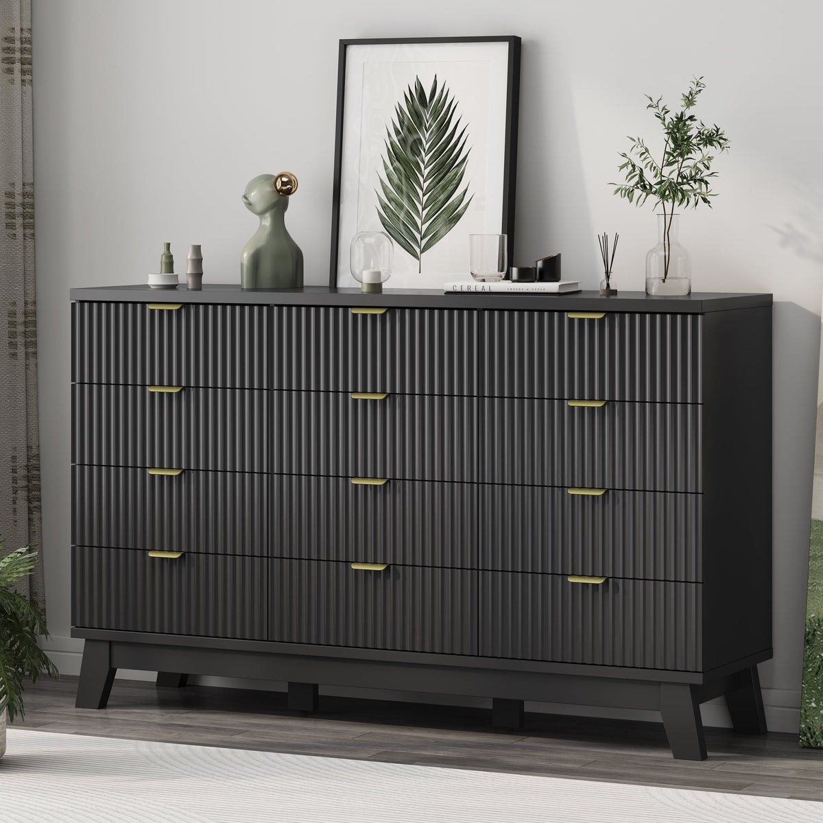 FANRAL 6 Drawers Dresser Fluted Dresser for Bedroom,en Chest of Drawers Modern Dresser for Closet, Dresser