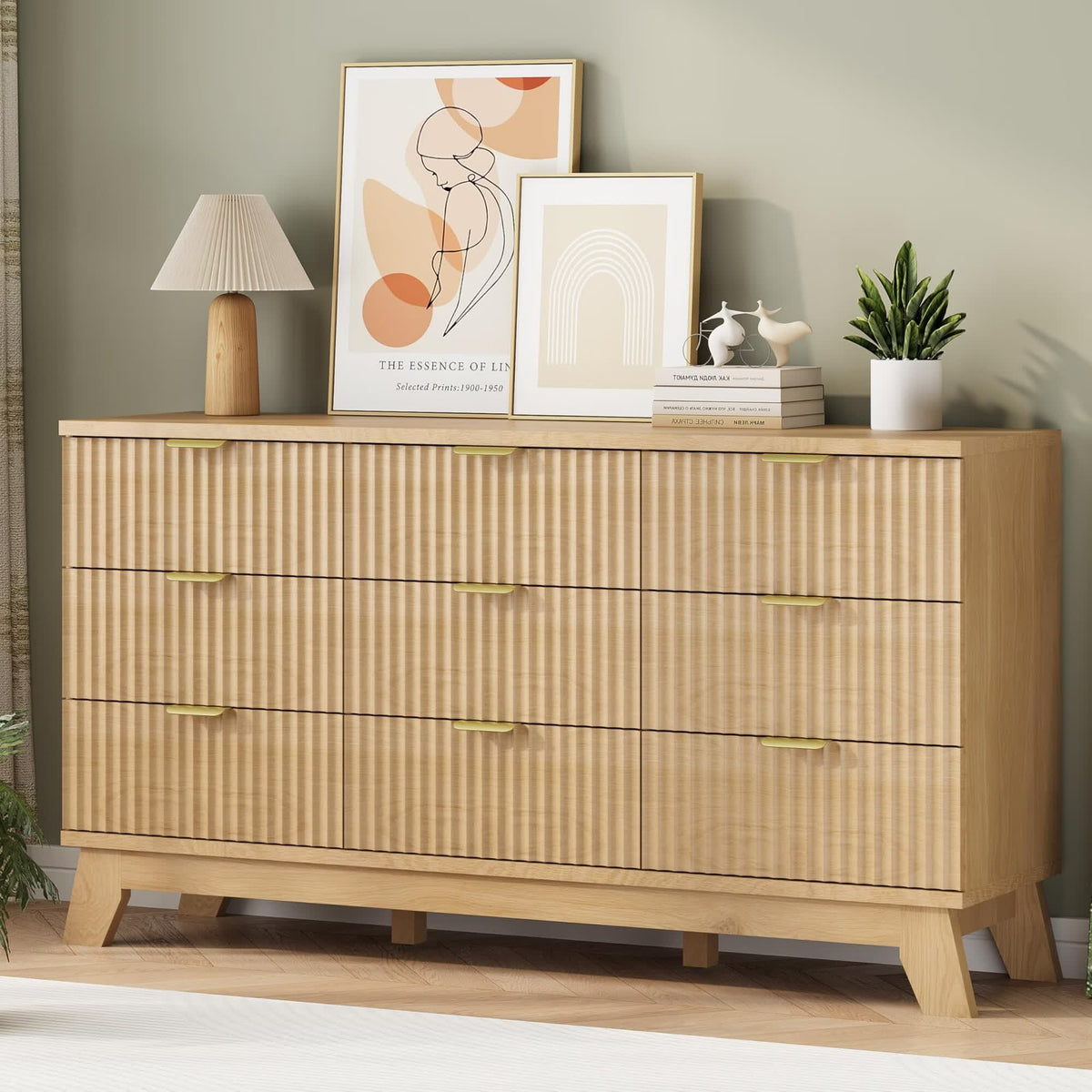 FANRAL 6 Drawers Dresser Fluted Dresser for Bedroom,en Chest of Drawers Modern Dresser for Closet, Dresser