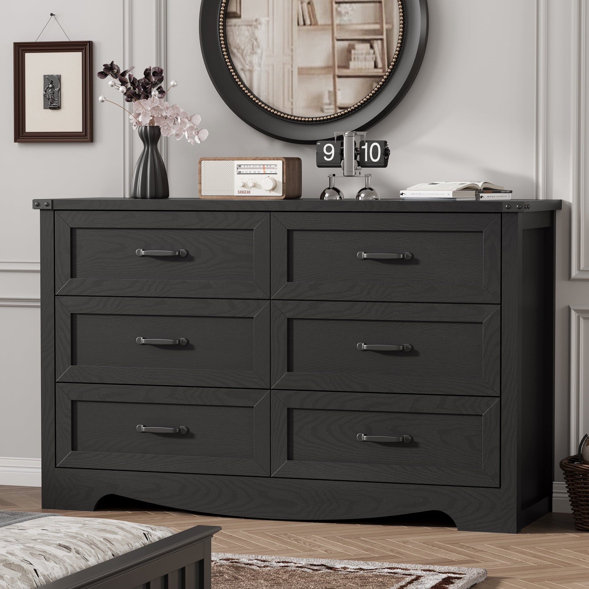 FANRAL 6 Drawers Dresser for Bedroom,Modern en Chest of Drawers,Storage Organizer Dresser for Closet, Dresser